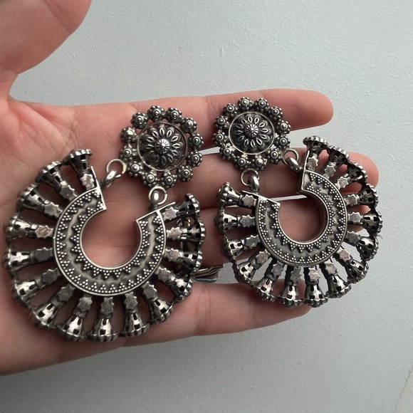 Vintage sterling silver 925 India Ethnic Traditional Bohemian Earrings - Picture 10 of 15